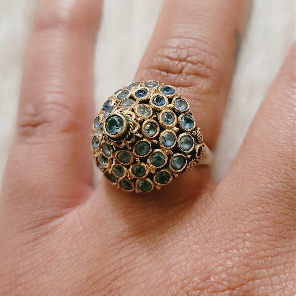 Vintage Blue Topaz Chinese Cocktail Ring
